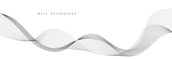 Lines for the Background. Black Stripes on a White Background. Curved Wavy Line, Smooth Stripe.