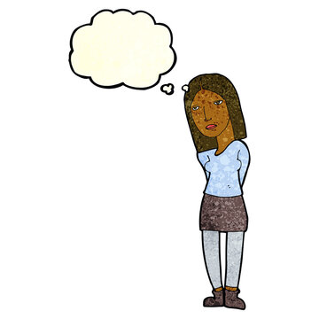 recommend clip art: cartoon woman waiting with thought bubble