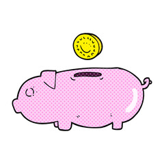 freehand drawn cartoon piggy bank