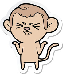 sticker of a cartoon annoyed monkey