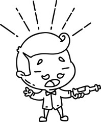 illustration of a traditional black line work tattoo style man serving wine