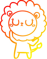 warm gradient line drawing of a cartoon lion