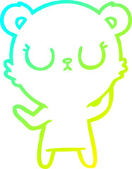 cold gradient line drawing of a peaceful cartoon polar bear