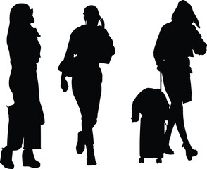 Group of Fashion Model Business Grils Silhouettes