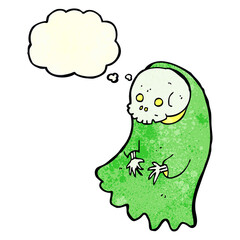 cartoon spooky ghoul with thought bubble