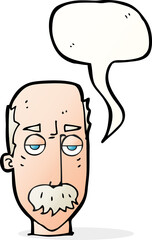 cartoon bored old man with speech bubble
