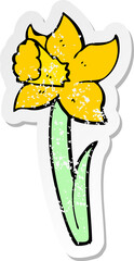 retro distressed sticker of a cartoon daffodil