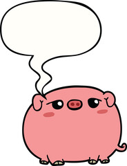 cute cartoon pig with speech bubble