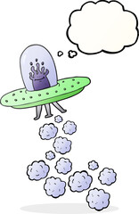 freehand drawn thought bubble cartoon flying saucer