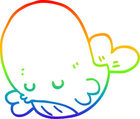 rainbow gradient line drawing of a cartoon whale