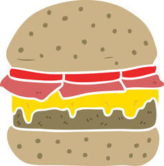 flat color style cartoon burger