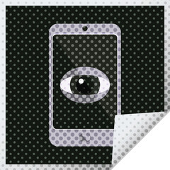 cell phone watching you graphic vector illustration square sticker