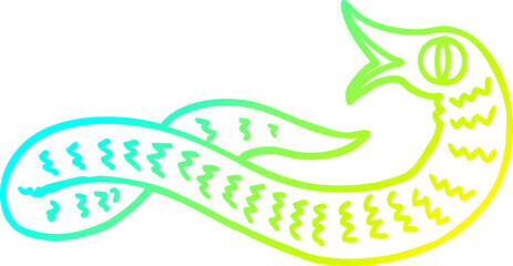 cold gradient line drawing of a cartoon medieval snake