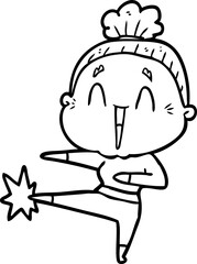 cartoon happy old lady