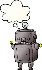 cartoon robot with thought bubble in smooth gradient style