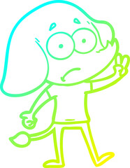 Obraz premium cold gradient line drawing of a cartoon unsure elephant