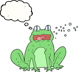 freehand drawn thought bubble cartoon burping frog
