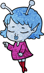 cute alien girl cartoon