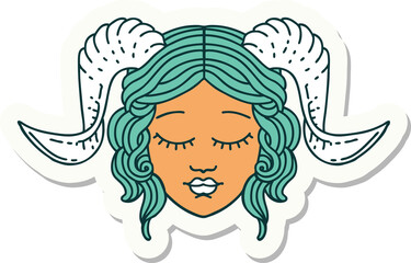 sticker of a tiefling character face