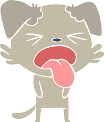 flat color style cartoon disgusted dog