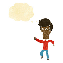 cartoon man pointing with thought bubble
