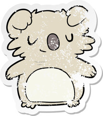 distressed sticker of a cartoon koala
