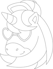 Unicorn Sunglasses Cap Animal Vector Graphic Art Illustration