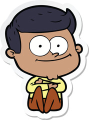sticker of a cartoon happy man