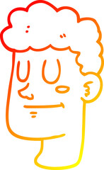warm gradient line drawing of a cartoon male face