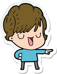 sticker of a cartoon woman talking