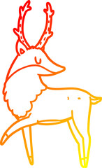 warm gradient line drawing of a cartoon stag