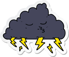 sticker of a cartoon storm cloud