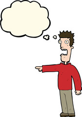 cartoon terrified man with thought bubble