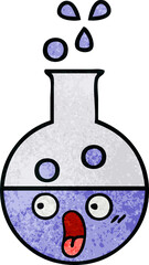 retro grunge texture cartoon of a test tube