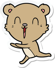 sticker of a happy cartoon bear