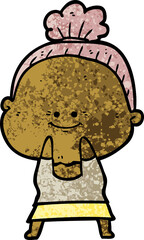cartoon happy old woman