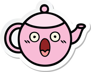 sticker of a cute cartoon teapot