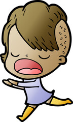 cartoon cool hipster girl talking