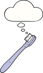 cartoon toothbrush with thought bubble
