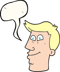 freehand drawn speech bubble cartoon male face