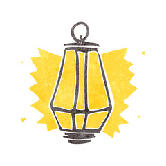 freehand retro cartoon lantern shining