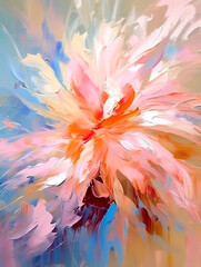 Abstract beautiful flower. Oil painting in impressionism style. - obrazy, fototapety, plakaty