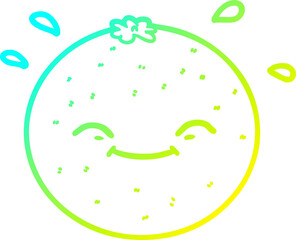 cold gradient line drawing of a cartoon orange