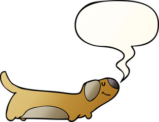cartoon dog with speech bubble in smooth gradient style