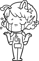 cartoon crying alien girl