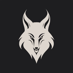 minimalist outline of a fox face logo illustration