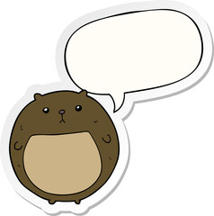 cartoon bear with speech bubble sticker