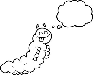 freehand drawn thought bubble cartoon caterpillar
