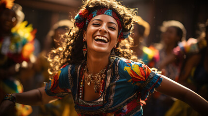 Obraz premium Experience a plethora of vibrant ethnic events, with vivid costumes, vivacious dancing, and merry assemblages.