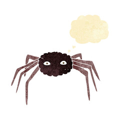 cartoon spider with thought bubble